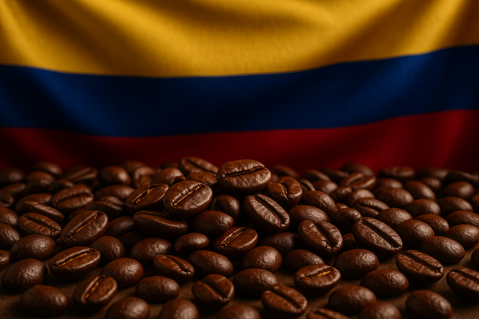 coffee beans with colombian flag